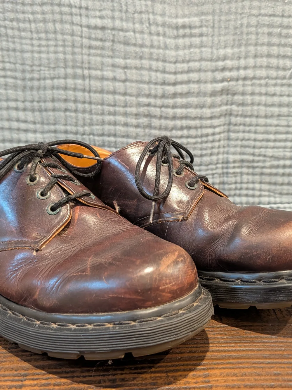 Dr. Martens Brown Leather Derby Shoes with Black Laces